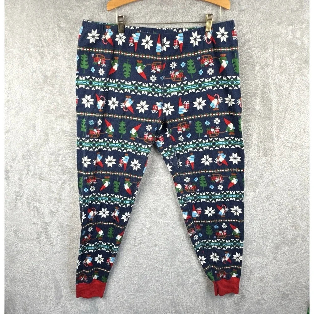 Hanna Andersson Pajama Pants Adult Unisex 2XL Organic Cotton Christmas Gnomes‎